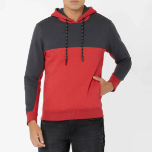 Red and grey block hoodie